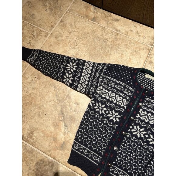 VINTAGE L.L. BEAN WOMEN'S S WOOL BUTTON FRONT NORDIC CARDIGAN SWEATER USA - Picture 3 of 7